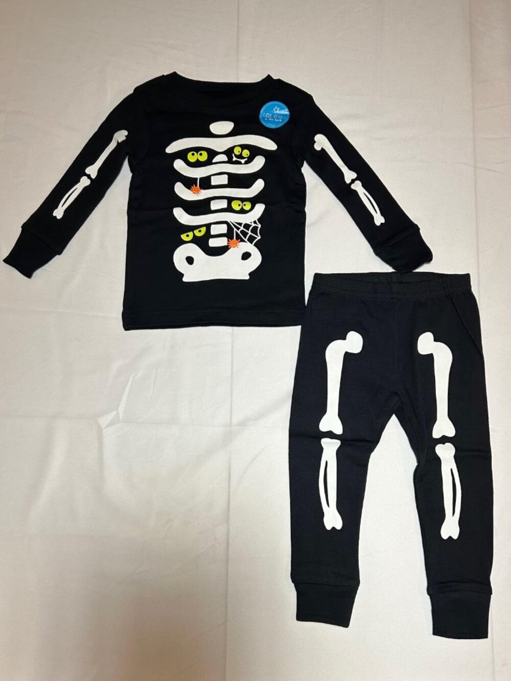 Carter's Boys 12 Months Halloween Black Skeleton Glow in the Dark PJ Set